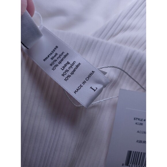 Andie Swim Coco White Ribbed Rib Asbury High Neck One Piece Swimsuit Size L NWT - Picture 10 of 10